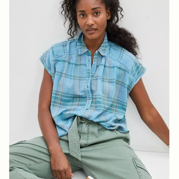 Anthropologie Pilcro The Serena Surf Henley-Bluse - Picture 2 of 14